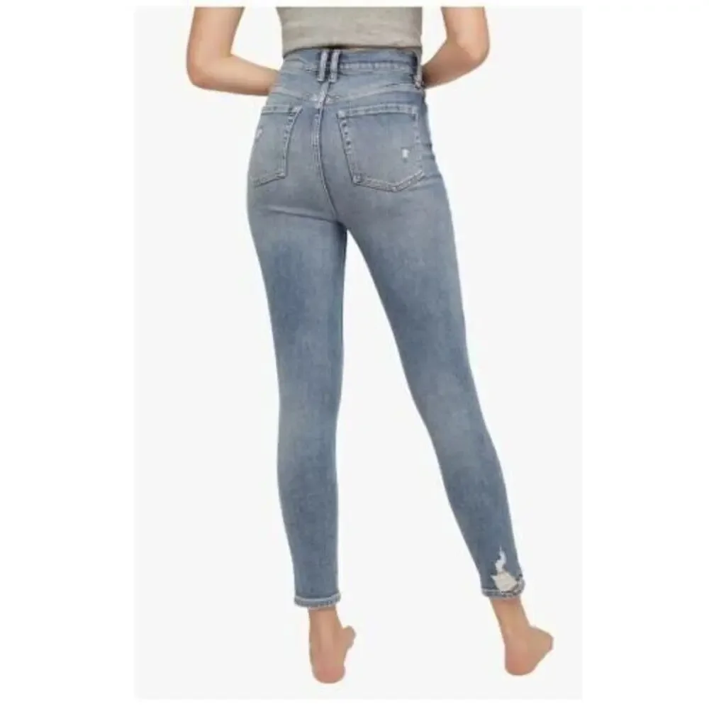 Free People We the Free Phoenix Ripped Skinny Button Fly Jeans Size 24 MSRP‎ $98